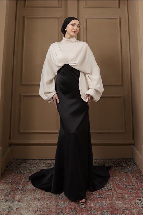 Serra Ekru Siyah Abiye