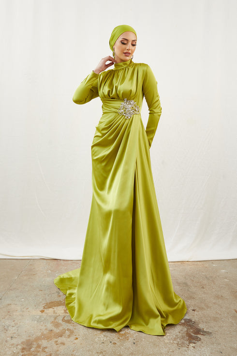 <tc>Berra Stone Ölgrünes islamisches Abendkleid</tc>