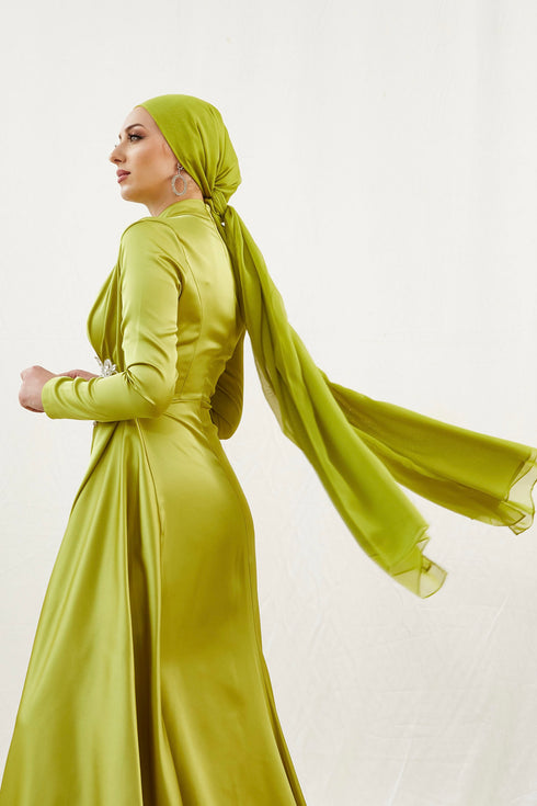 <tc>Berra Stone Ölgrünes islamisches Abendkleid</tc>