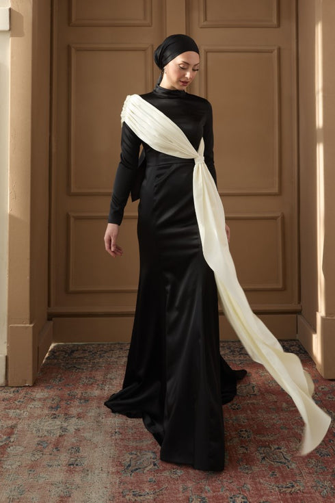 Vesna Siyah Beyaz Abiye