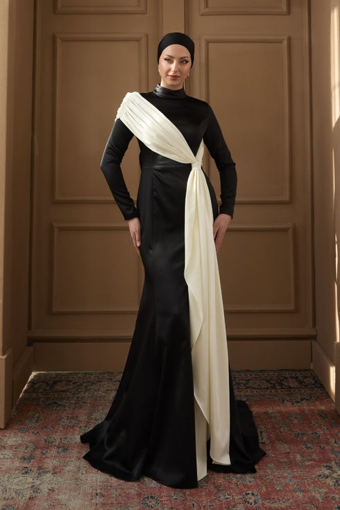 Vesna Siyah Beyaz Abiye