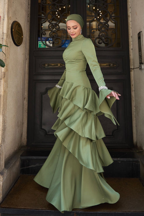 Zümra Taşlı Haki Abiye