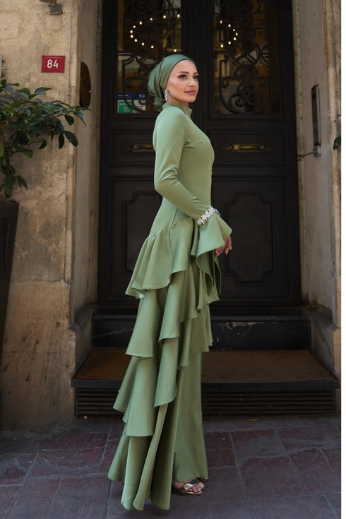 Zümra Taşlı Haki Abiye