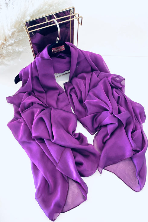 Châle en Mousseline de Soie Violet Helen