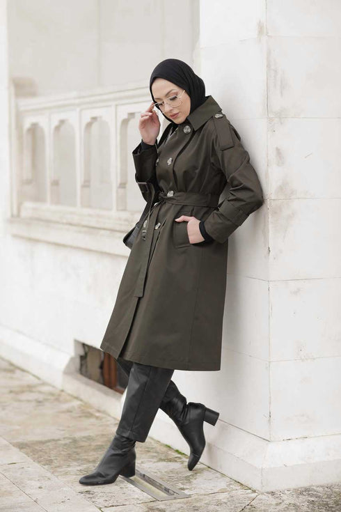 Alina Trench Hijab Vert Kaki
