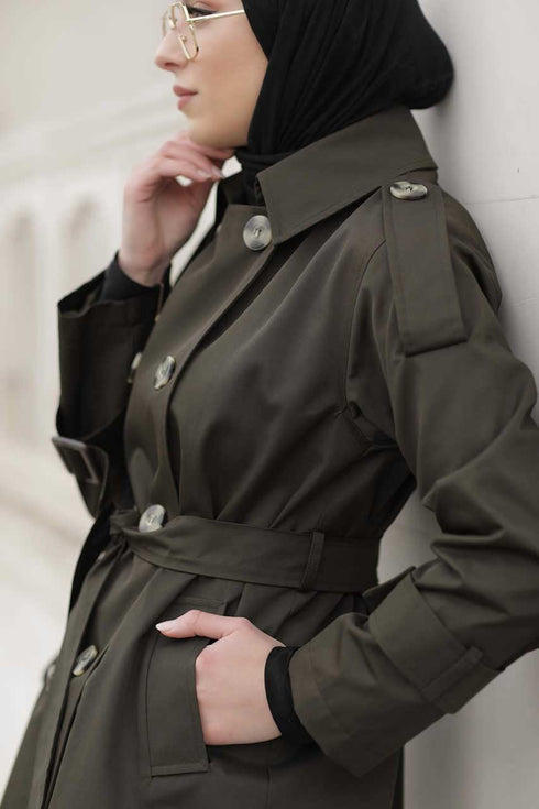 Alina Trench Hijab Vert Kaki