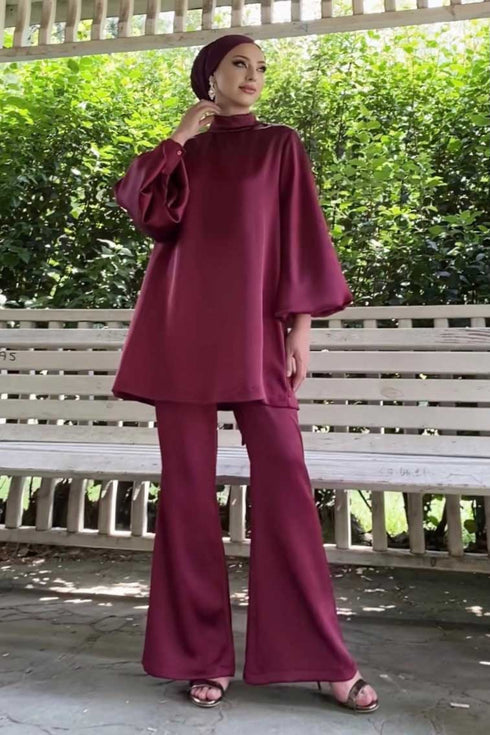 Ensemble de robe de soirée Hijab Ferda Sour Cherry