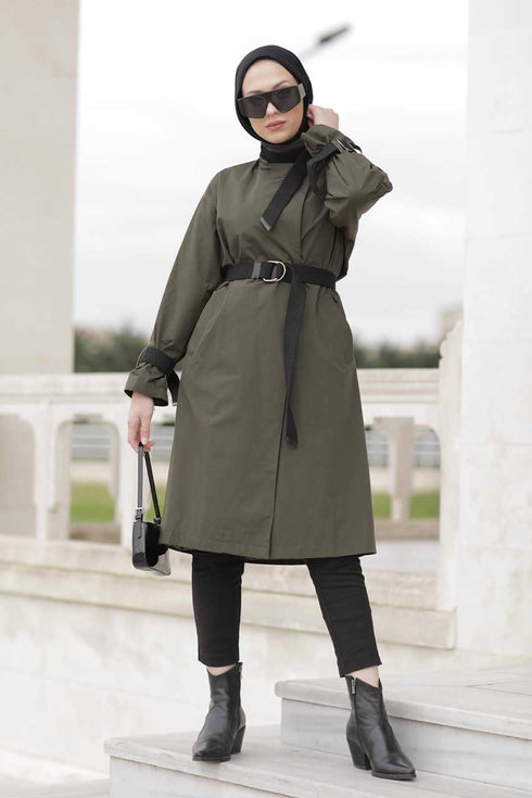 Meyra Trench Hijab Vert Kaki