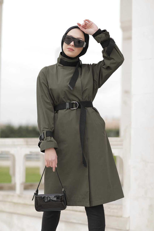 Meyra Trench Hijab Vert Kaki