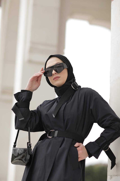 Trench Hijab Bleu Marine Meyra