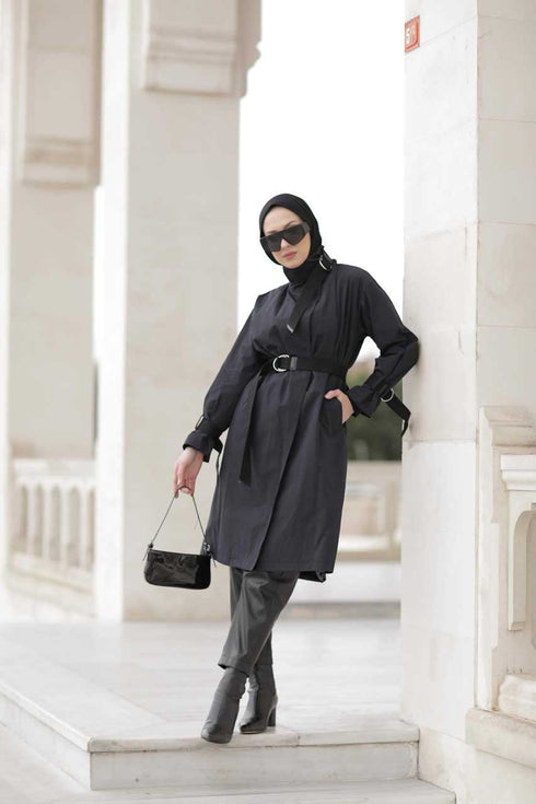 Trench Hijab Bleu Marine Meyra