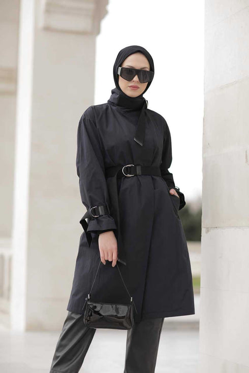 Trench Hijab Bleu Marine Meyra
