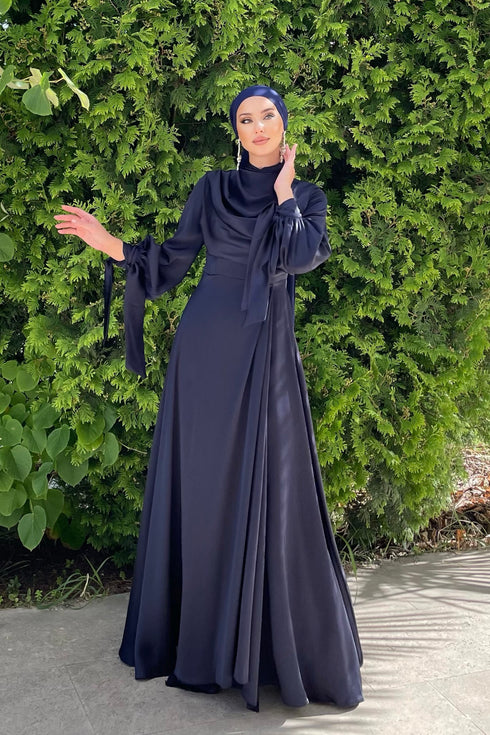Robe de soirée Elvira bleu marine vêtements islamiques