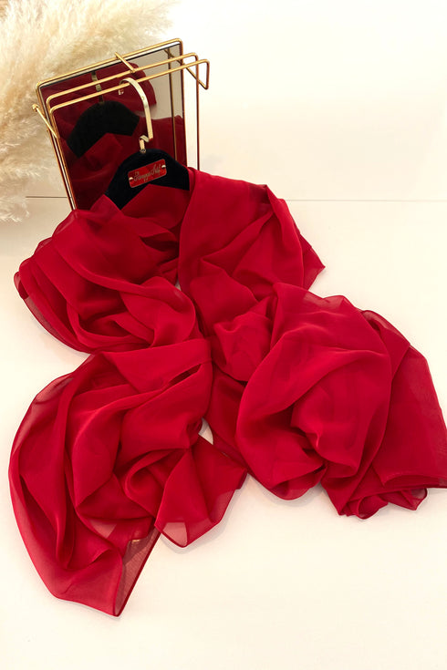 Châle en mousseline de soie rouge Asude